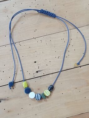 Adjustable Blue Rope Beaded Necklace